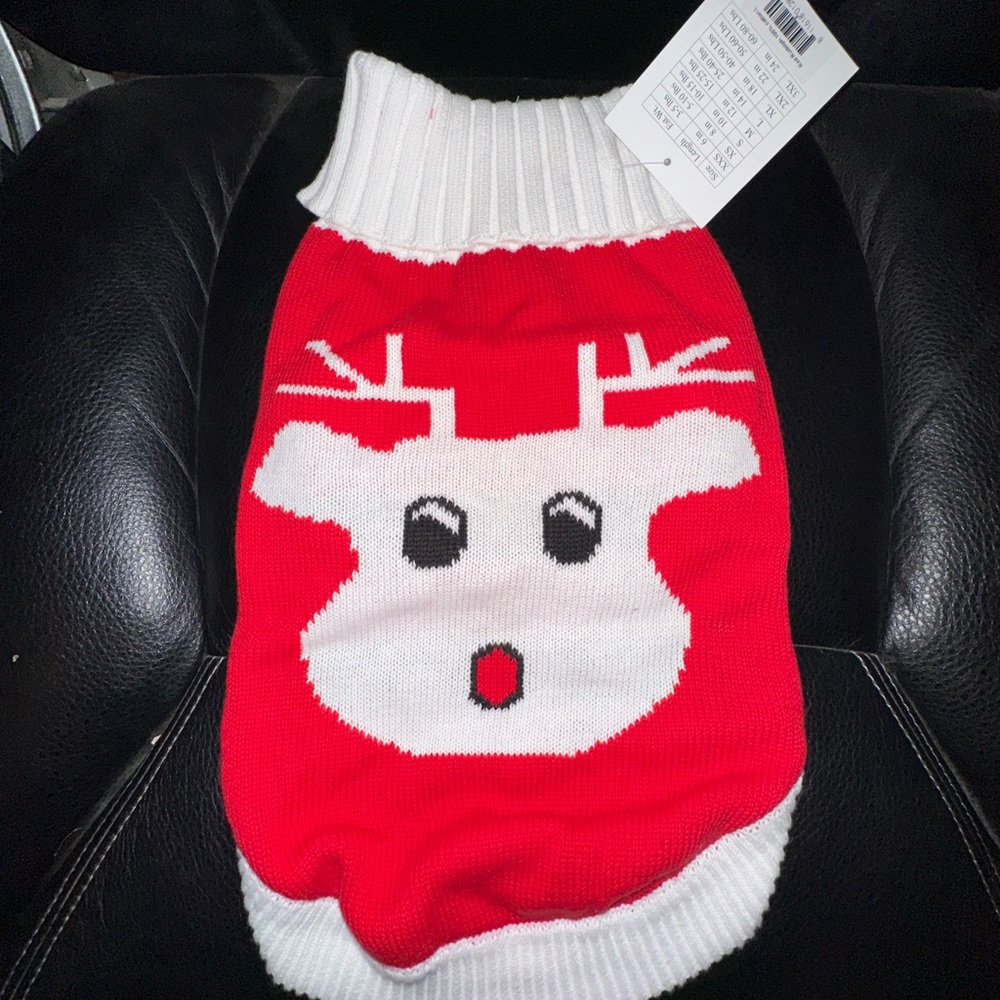 Doggie Design Red & White Cotton Dog Sweater - Large